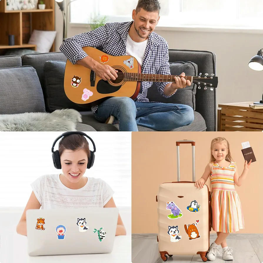 100 Piezas de Pegatinas de Animales para Decoración, Calcomanías Impermeables y Coloridas para Personalizar Objetos