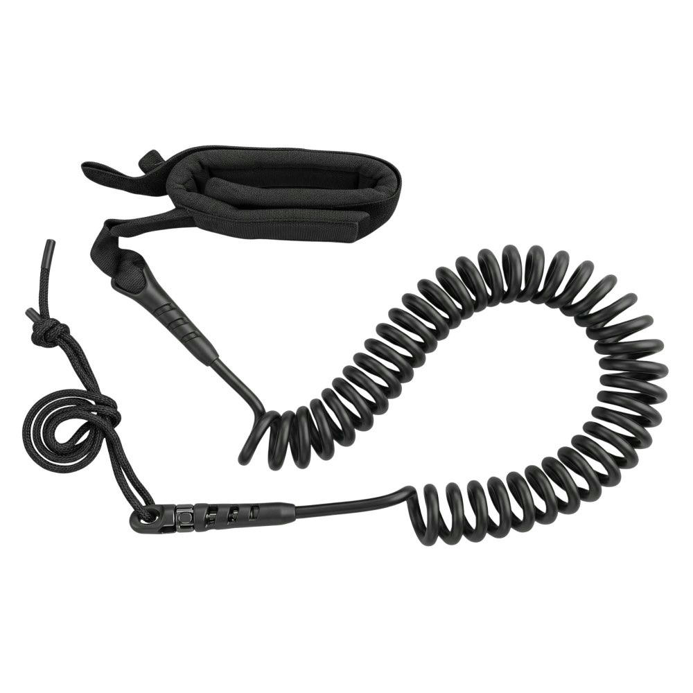 WOREVA Leash Correa de Surf, Cuerda de Seguridad de TPU para Tabla de Paddle Surf y Kayak, Alargable de 75 cm a 3 metros (Color Negro)