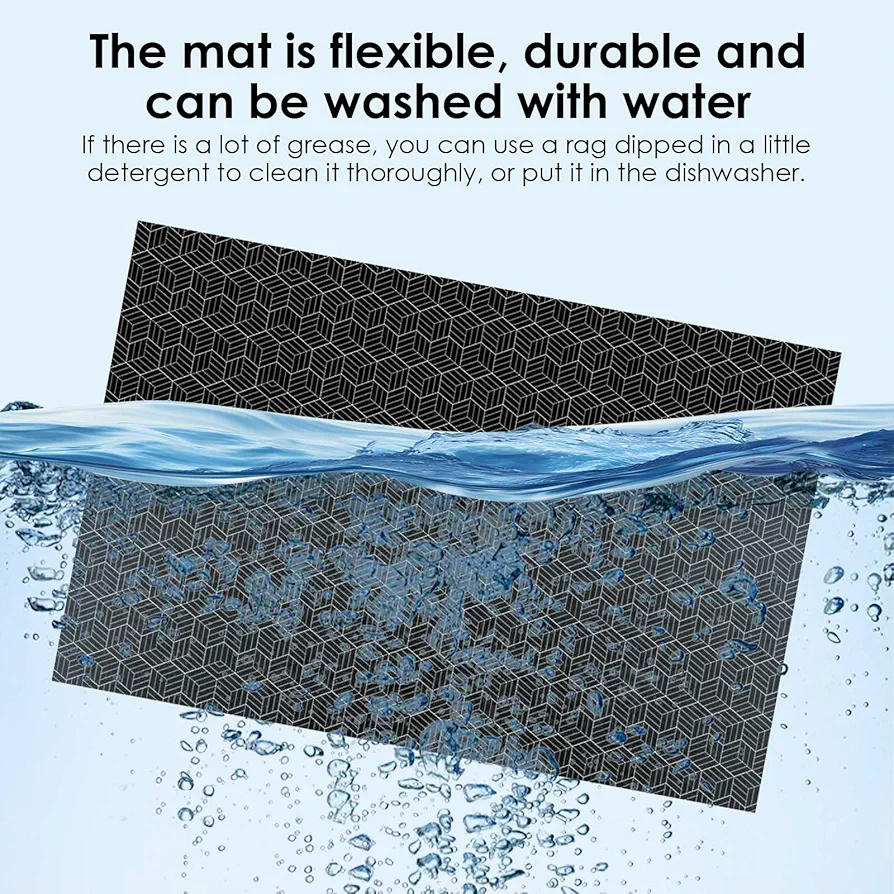 2 Alfombrillas de Silicona para Placas de Inducción, Protección Térmica, 25 x 25 cm y 52 x 78 cm, Color Negro