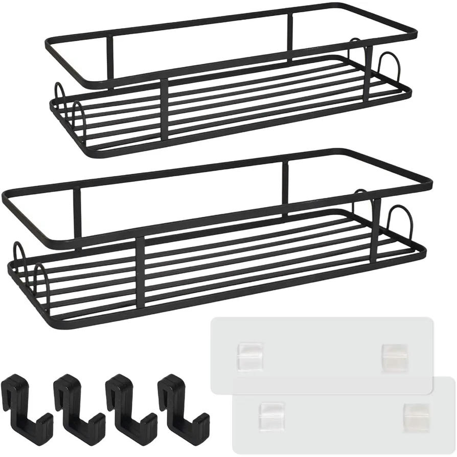 Estante Ducha Sin Taladro - Organizador Resistente al Agua y Óxido, 2 Piezas (Negro)