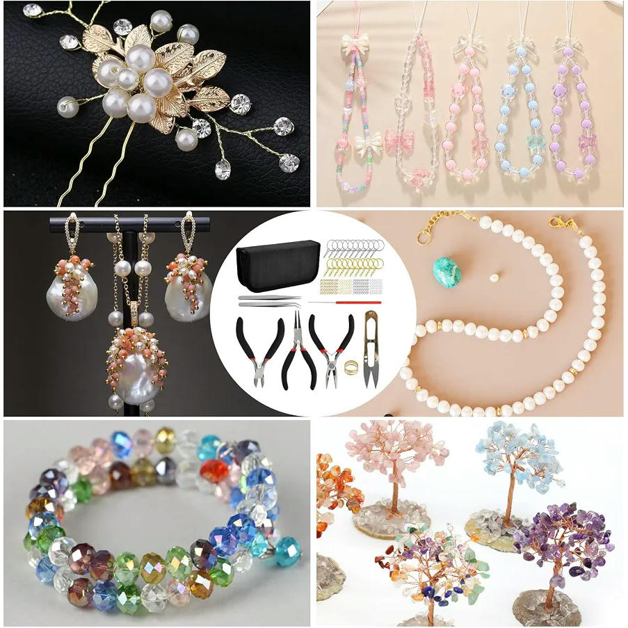 Kit de Herramientas para Fabricación de Joyas con 8 Alicates y 220 Accesorios para DIY