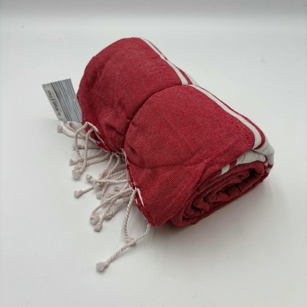 Pareo toalla onar 95x180 Rojo con rayas blancas