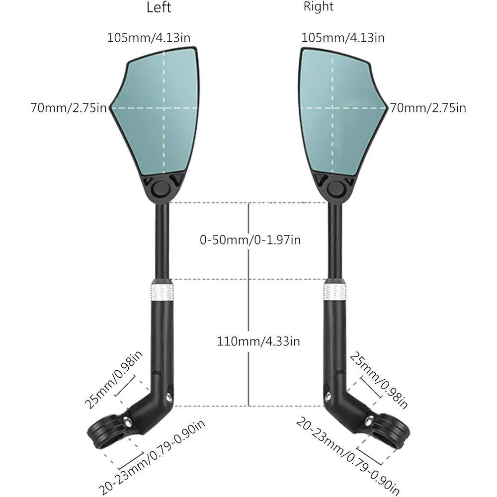 Soporte para Manillar de Bicicleta, Retrovisor Visión Trasera de Gran Angular para Bicicletas de Montaña y Carretera, Ajustable y Fácil de Instalar