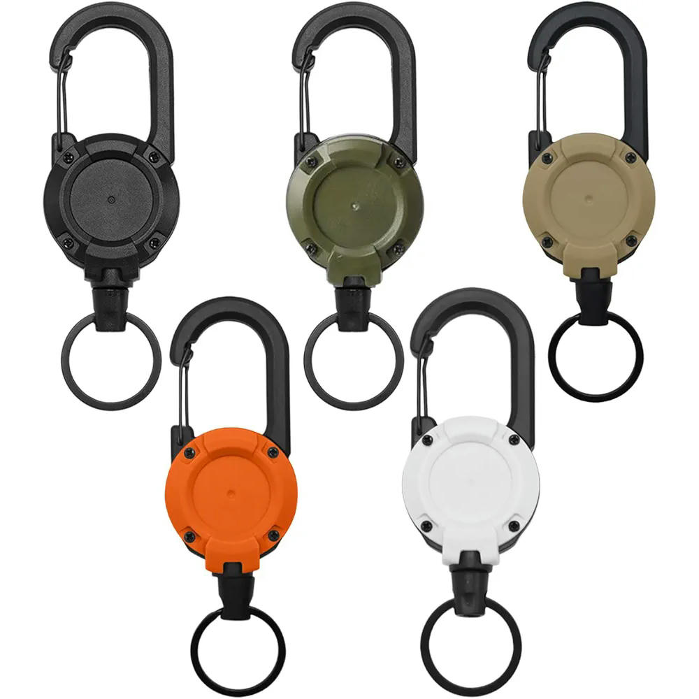 Carretes retráctiles para insignias, 5 llaveros con cable de acero de 60 cm, soportes duraderos para llaves y credenciales
