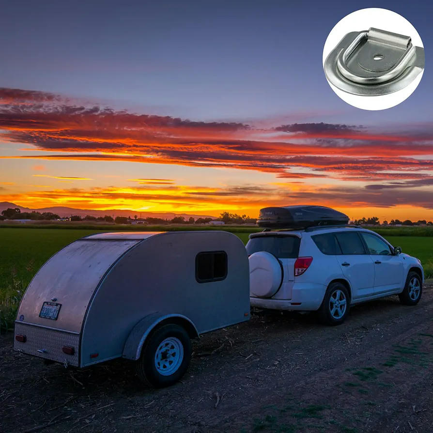 4 Piezas Anillo de Amarre en D con Gancho, Anillo de Amarre de Acero Galvanizado, Ancla de Carga para Remolque, Anillo de Seguridad para Coche