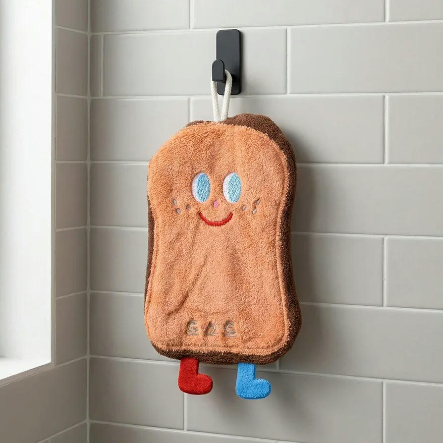4 toallas de mano para niños, absorbentes de microfibra con gancho colgante para cocinas y baños, Multicolor