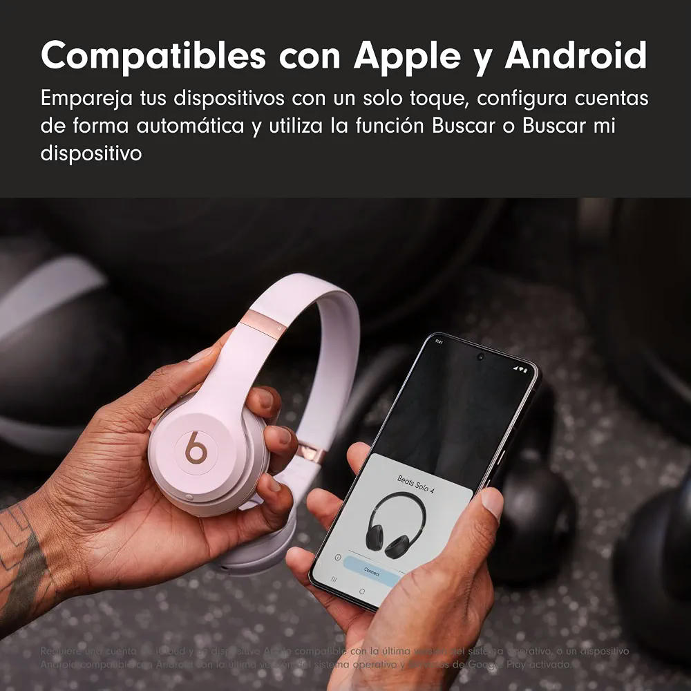 Beats Solo 4 - Auriculares Wireless Bluetooth on-Ear, compatibles con Apple y Android, con hasta 50 Horas de batería - Rosa algodón