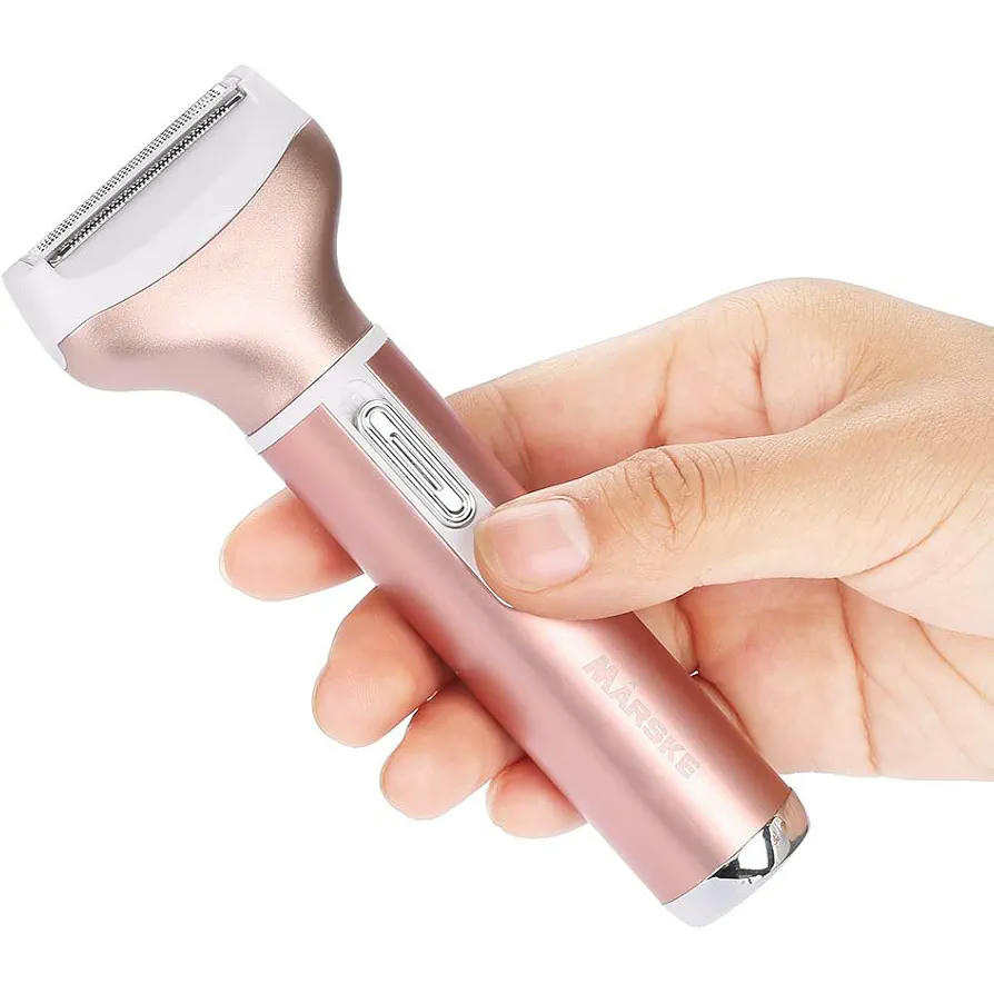 Afeitadora eléctrica femenina 4 en 1, recargable e impermeable con cabezales intercambiables (Rosa)