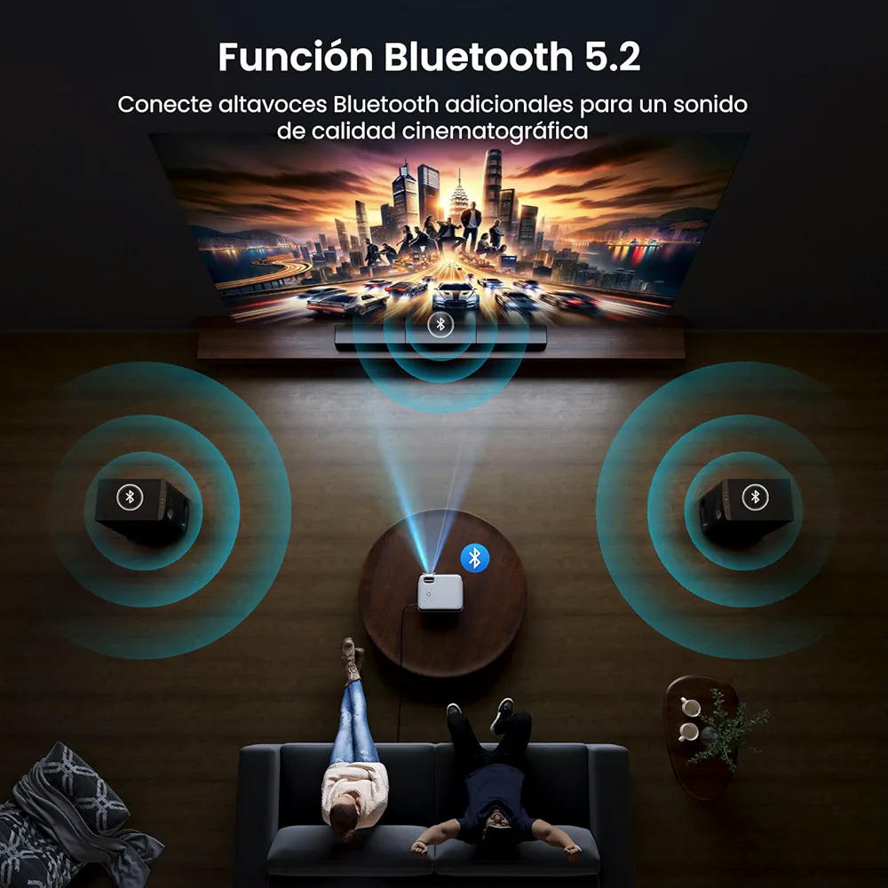 HAPPRUN 510G Proyector Inteligente 4K con Google TV, 1000 ANSI Lúmenes, 1080P Full HD, Dolby Audio, WiFi 6, Bluetooth 5.2, Control por Voz, Compatible con Netflix y YouTube