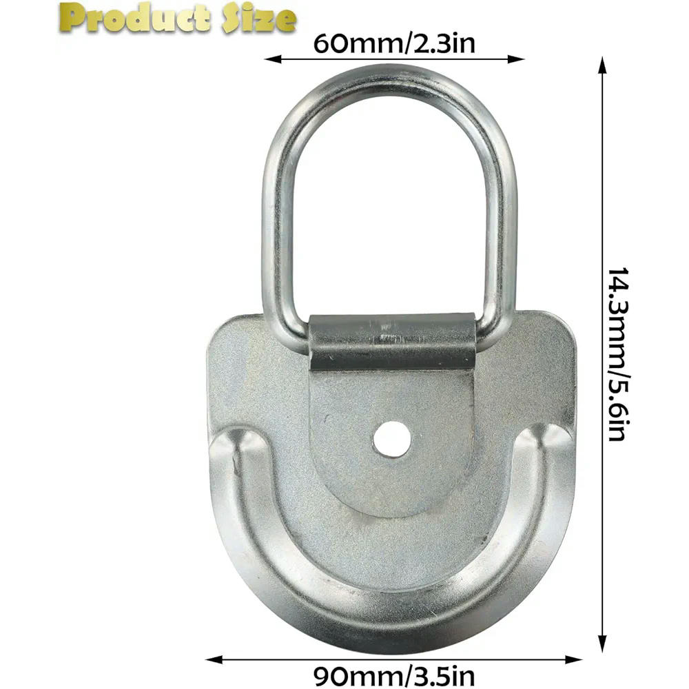 4 Piezas Anillo de Amarre en D con Gancho, Anillo de Amarre de Acero Galvanizado, Ancla de Carga para Remolque, Anillo de Seguridad para Coche