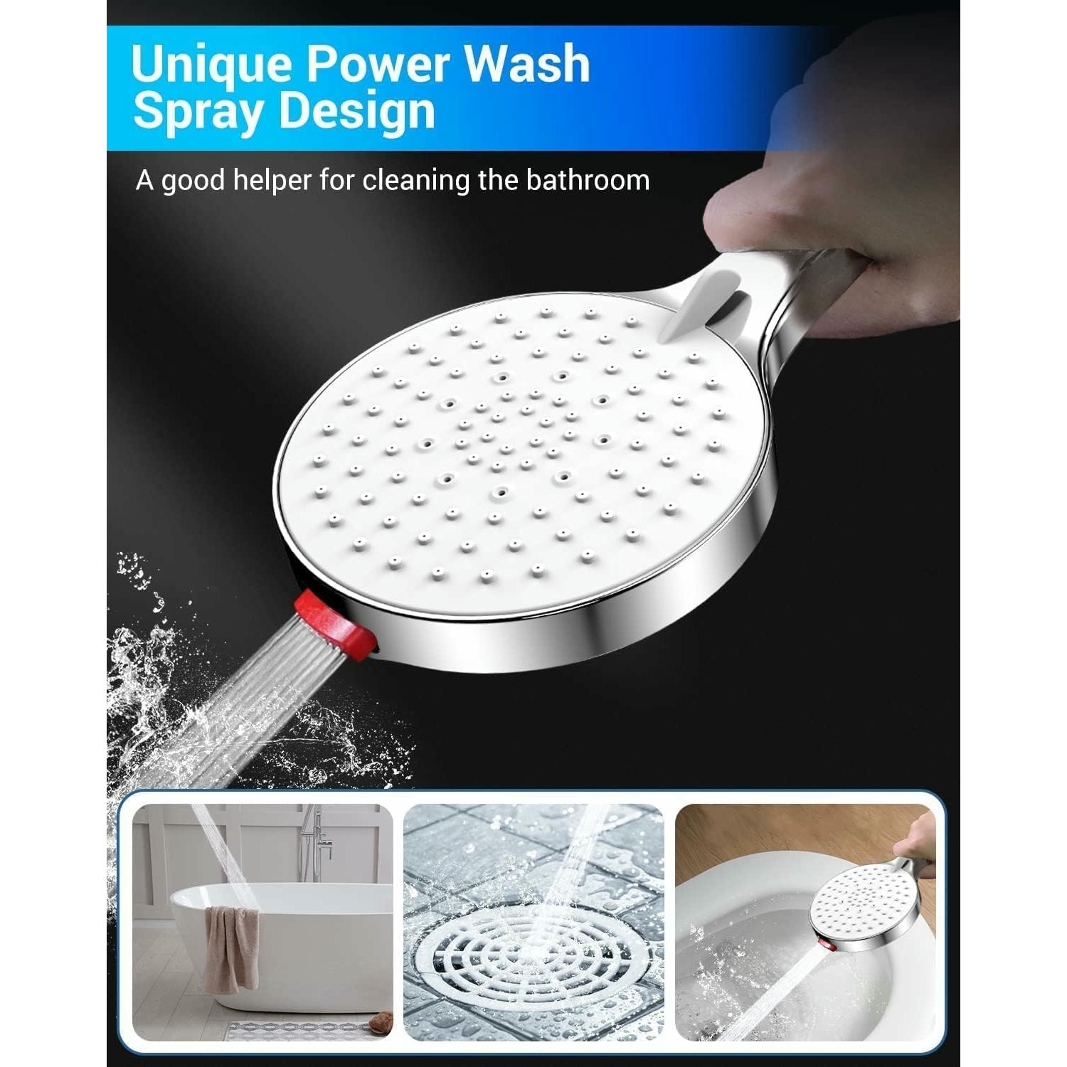 SREWOHS Alcachofa de Ducha Alta Presion, Antical Alcachofa Ducha Ahorro de Agua cabezal de ducha extraíble con 5 modos (Alcachofa de ducha con manguera de 1,8M)