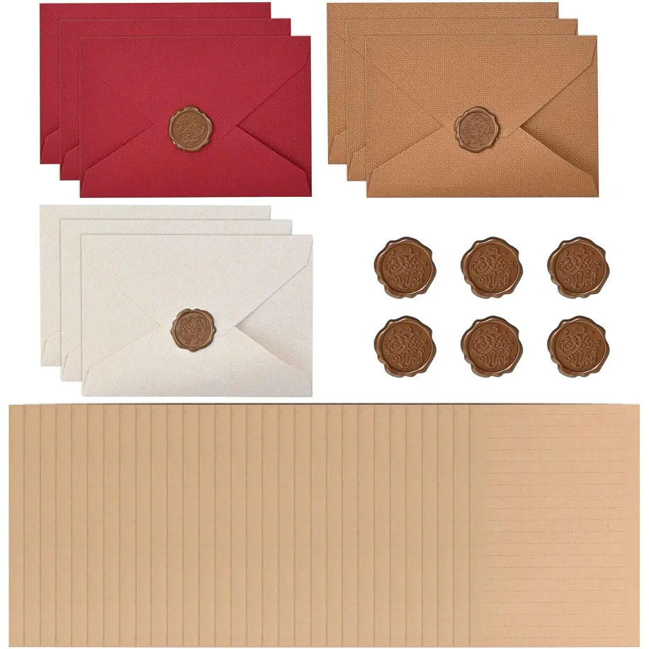 Juego de Papelería Vintage A5: 20 Hojas de Papel Pergamino, Sobres y Sellos de Cera - Kit de Escritura Antigua