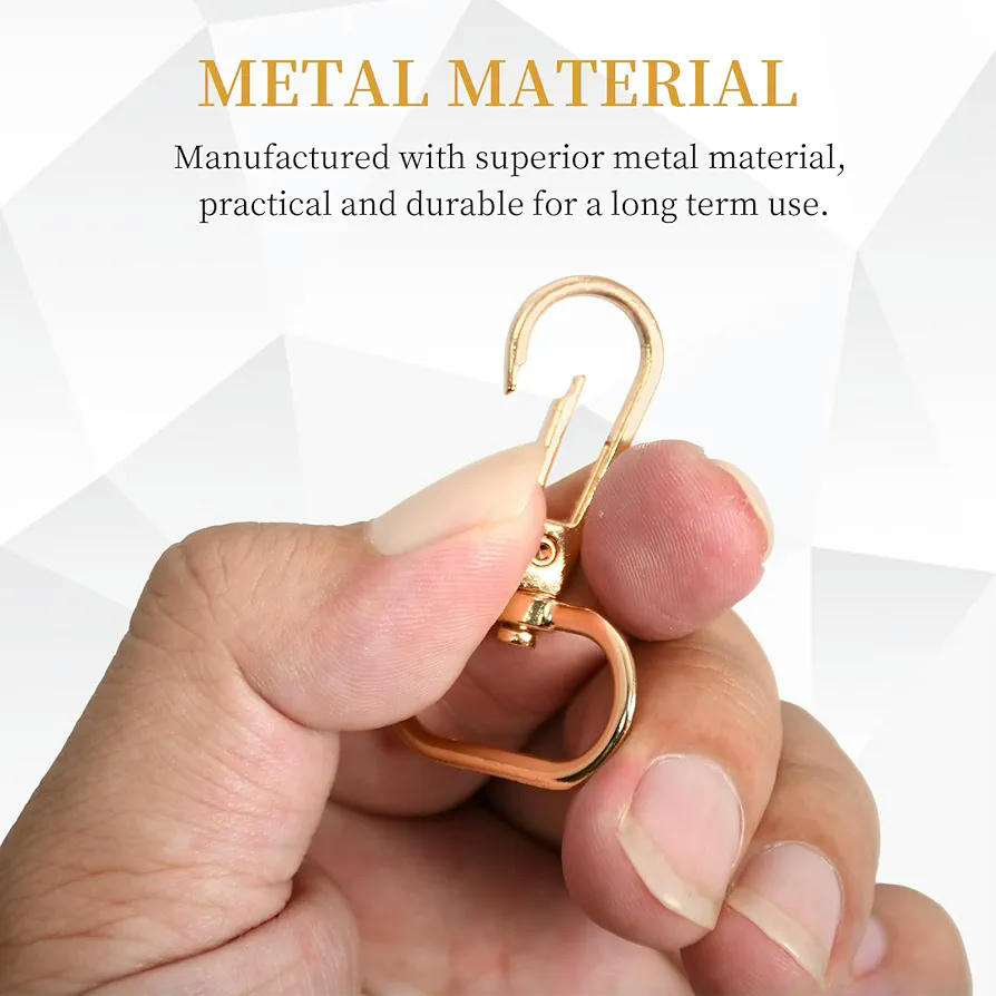Clips de aleación para llavero, 30 pequeños mosquetones, cierres de metal ideales para manualidades, llaveros y accesorios de equipaje (Color Oro)