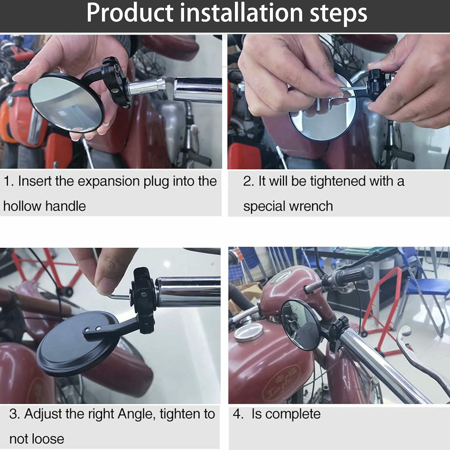 Heart Horse Anti-Glare Espejo Retrovisores Moto, Espejos Retrovisores Moto para 17-20mm Manillar, Espejo Retrovisor Accesorios para Moto Kawasaki z900 z1000 Honda 125 Yamaha MT01 MT03