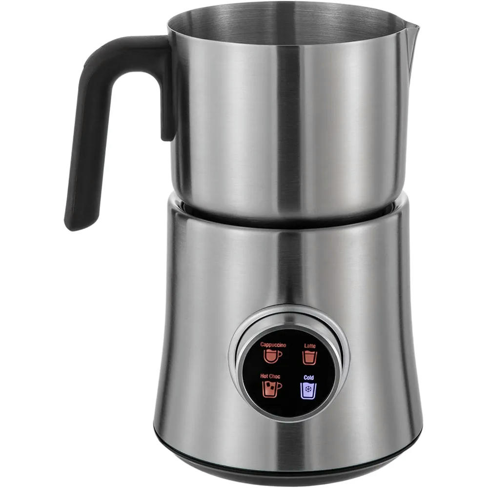 Espumador de leche eléctrico de acero inoxidable 4 en 1 de 500 W, 900 ml, apto para lavavajillas, ideal para café, capuchino y chocolate caliente