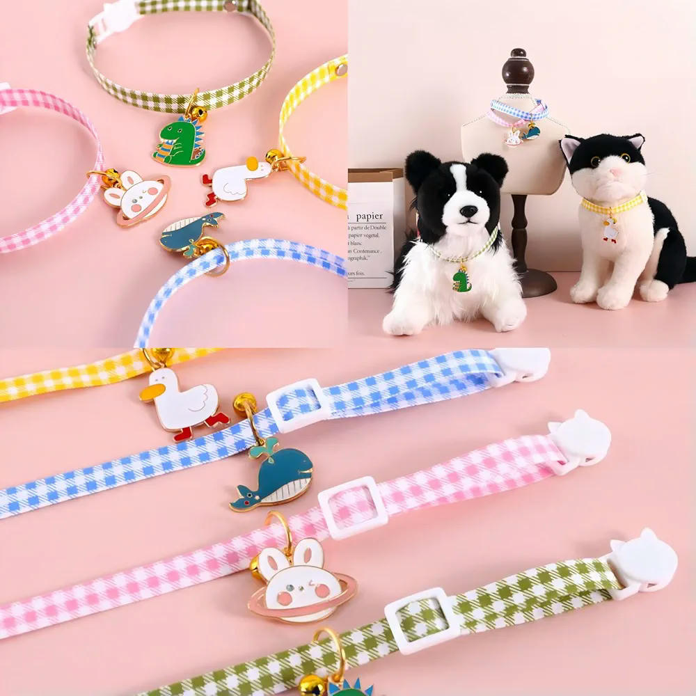 Juego de 4 collares ajustables para gatos y cachorros, hebilla de seguridad, tamaños de 17 a 32 cm, accesorios para mascotas