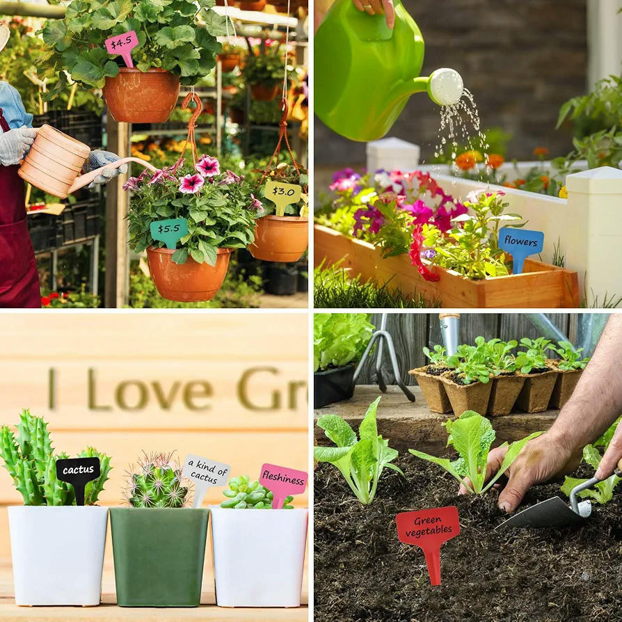 160 Piezas Etiquetas Multicolor de Plástico para Plantas, Marcadores de Jardín de 6 x 10 cm con Bolígrafo