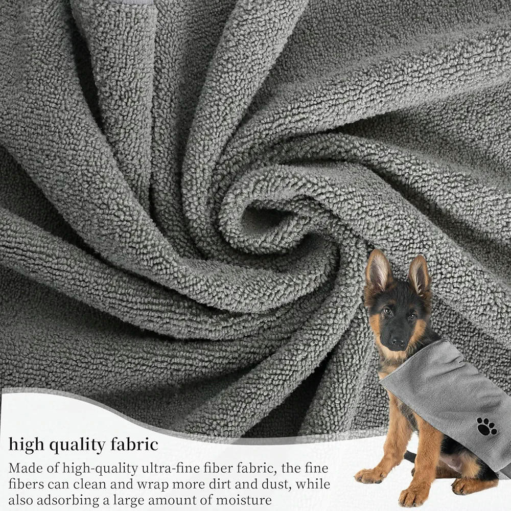 Toalla de Microfibra para Perros y Gatos, Absorbente y de Secado Rápido, Ideal para Baño, Natación y Viajes, Lavable a Máquina, Gris, 100 x 50 cm
