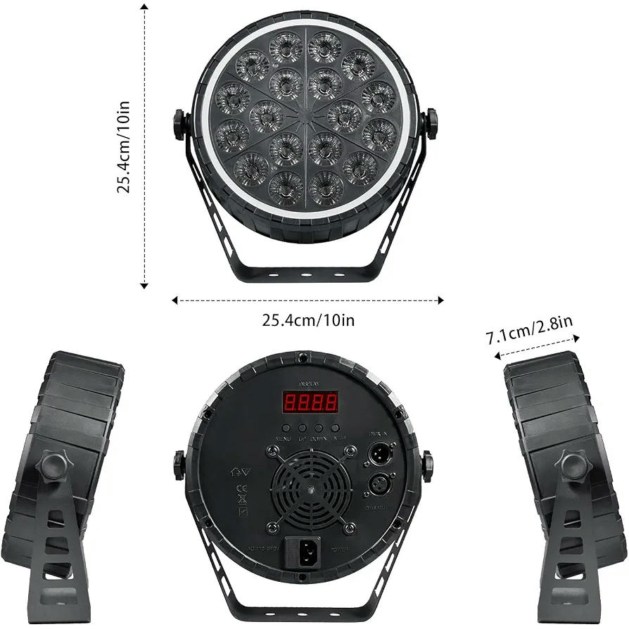 2 Proyectores Par LED para Iluminación Escénica DJ – 150W RGBW 4-en-1 con Control Remoto y DMX