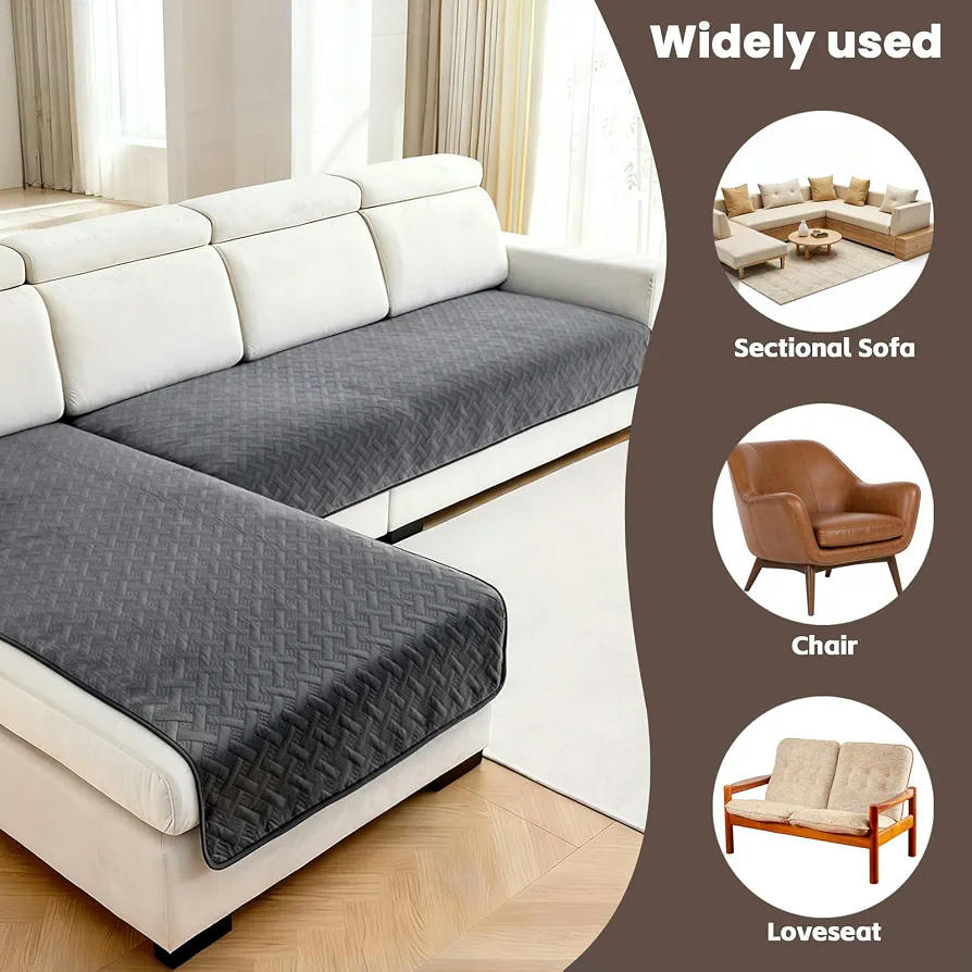 Funda Universal para Sofá Chaise Long de 1/2/3/4 Plazas, Impermeable y Antideslizante (Gris, 90x160cm)