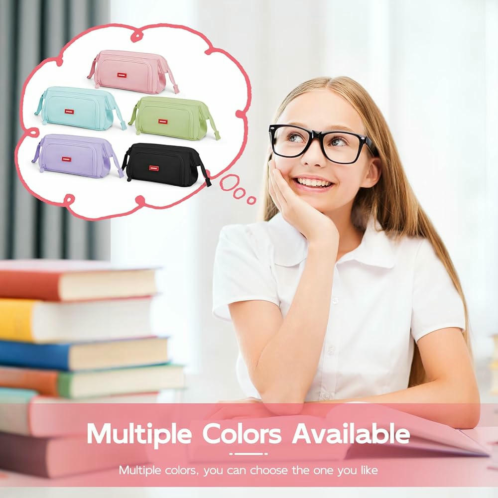 Estuche grande, organizador de papelería, estuche con cremallera, accesorio escolar duradero, ideal para lápices y bolígrafos, multifuncional para oficina y viajes