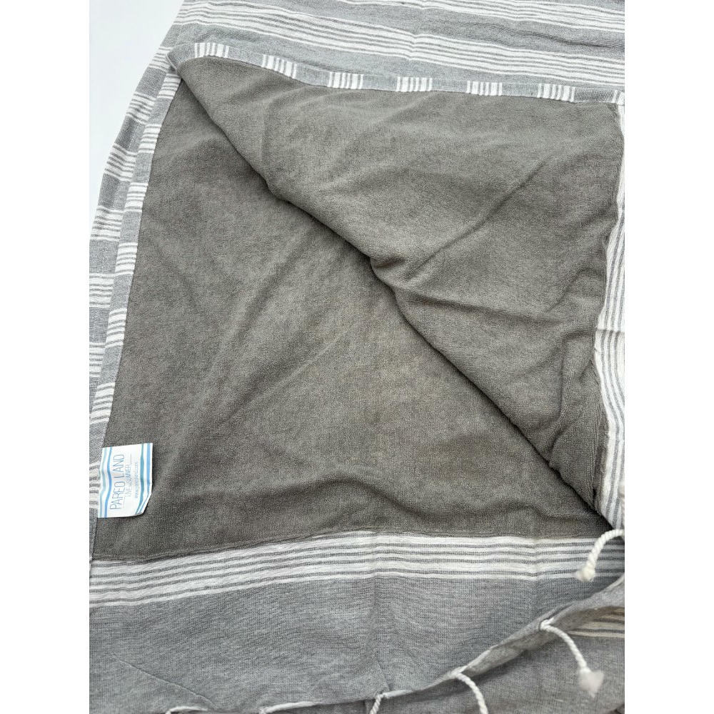Pareo toalla Sena 95x180 Gris claro con rayas blancas