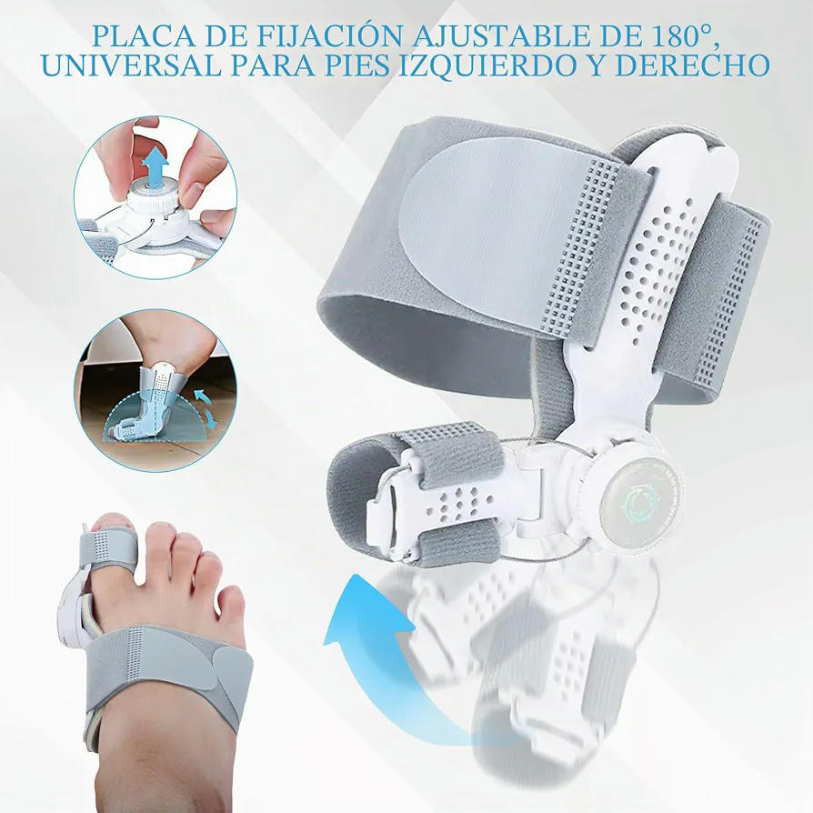 Corrector de Juanetes Ajustable con Botón Ortopédico y Placa de Fijación para Pie Izquierdo y Derecho
