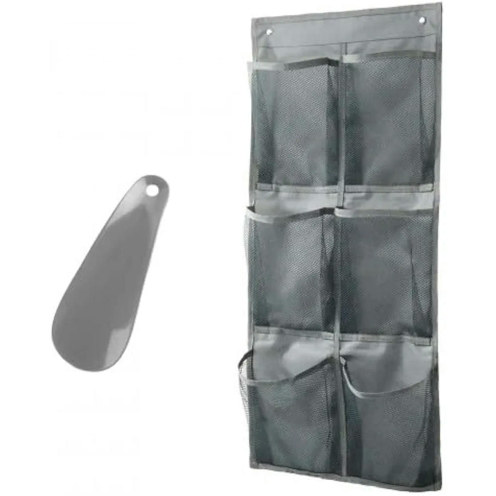 Organizador de Zapatos para Puerta con 6 Bolsillos Ahorro de Espacio y Malla Transpirable (Gris)