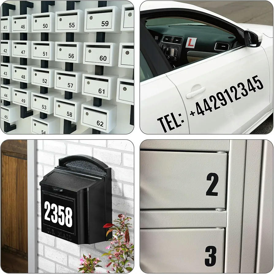 Pegatinas Numéricas Autoadhesivas 20 Hojas, 10 Negras y 10 Blancas, Resistentes al Agua, Ideal para Etiquetado de Casa y Buzones (Color Blanco y Negro)