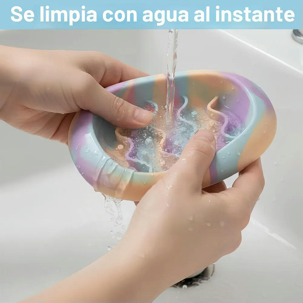 Comedero Antivoracidad de Silicona para Mascotas - Diseño Antideslizante y Saludable (Multicolor Arcoíris)