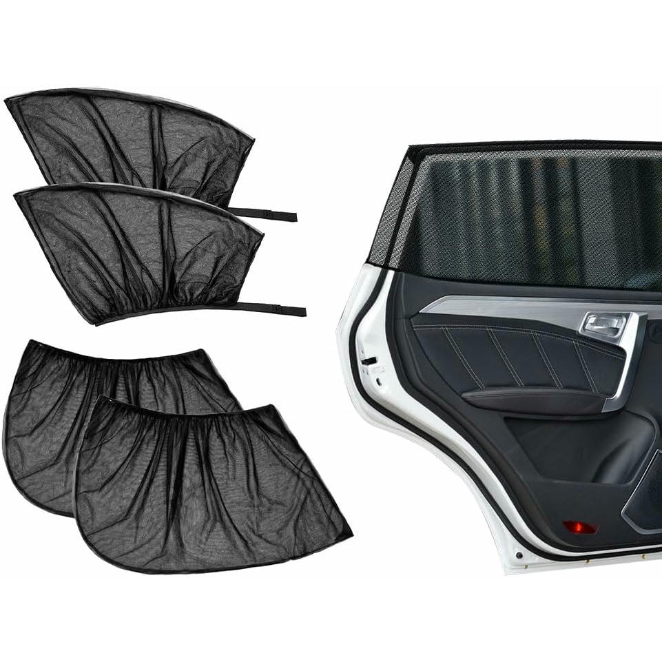 Kellegour 4 Piezas Parasol de Coche,Parasoles Ventana de Coche,Parasol Coche Infantil Lateral,Cortina Mosquitera para Coche,Auto Lado Vaso Sombra Cortinas,para contra Rayos UV Privacidad Protección