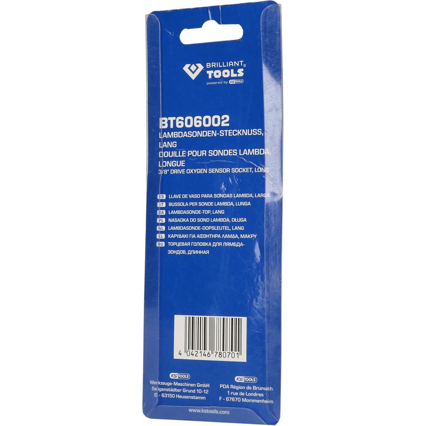 BRILLIANT TOOLS BT606002 Llave de vaso para sondas lambda, larga [Powered by KS TOOLS] - 22 mm