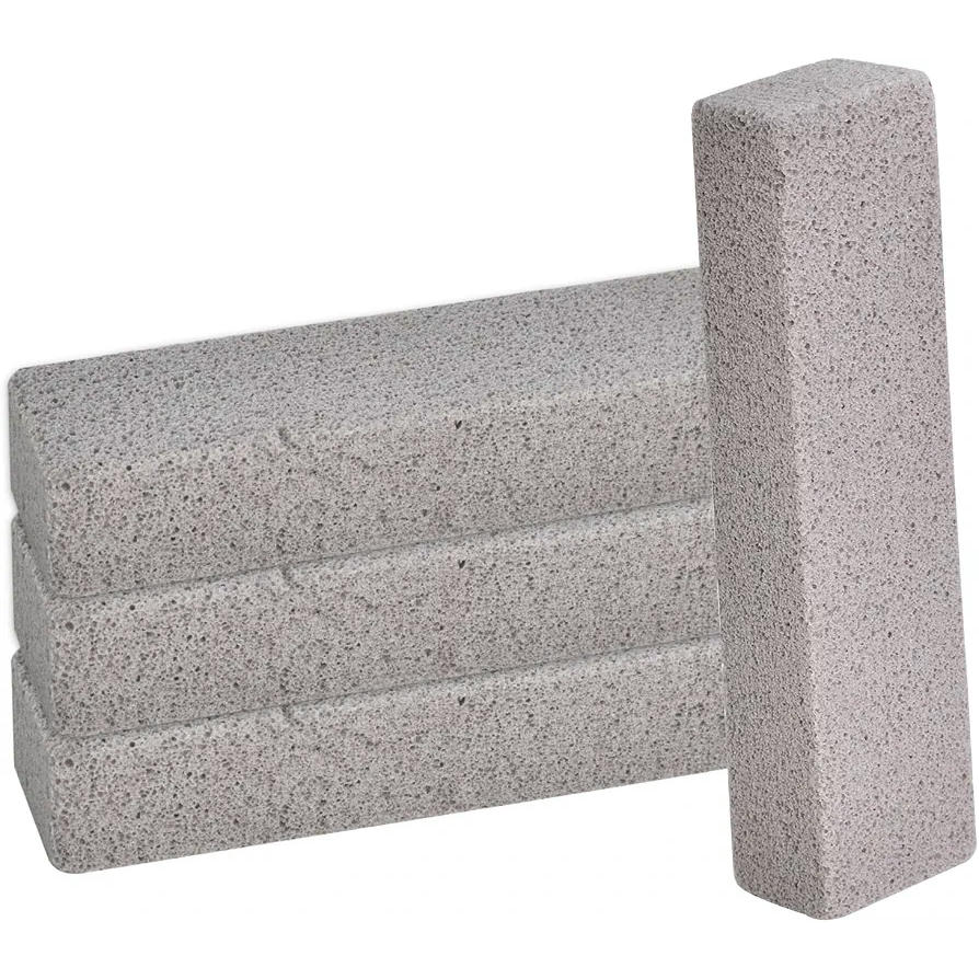 Paquete de 4 Limpiadores de Piedra Pómez para Barbacoa y Hogar, 15 x 3,5 x 2,5 cm (Gris)