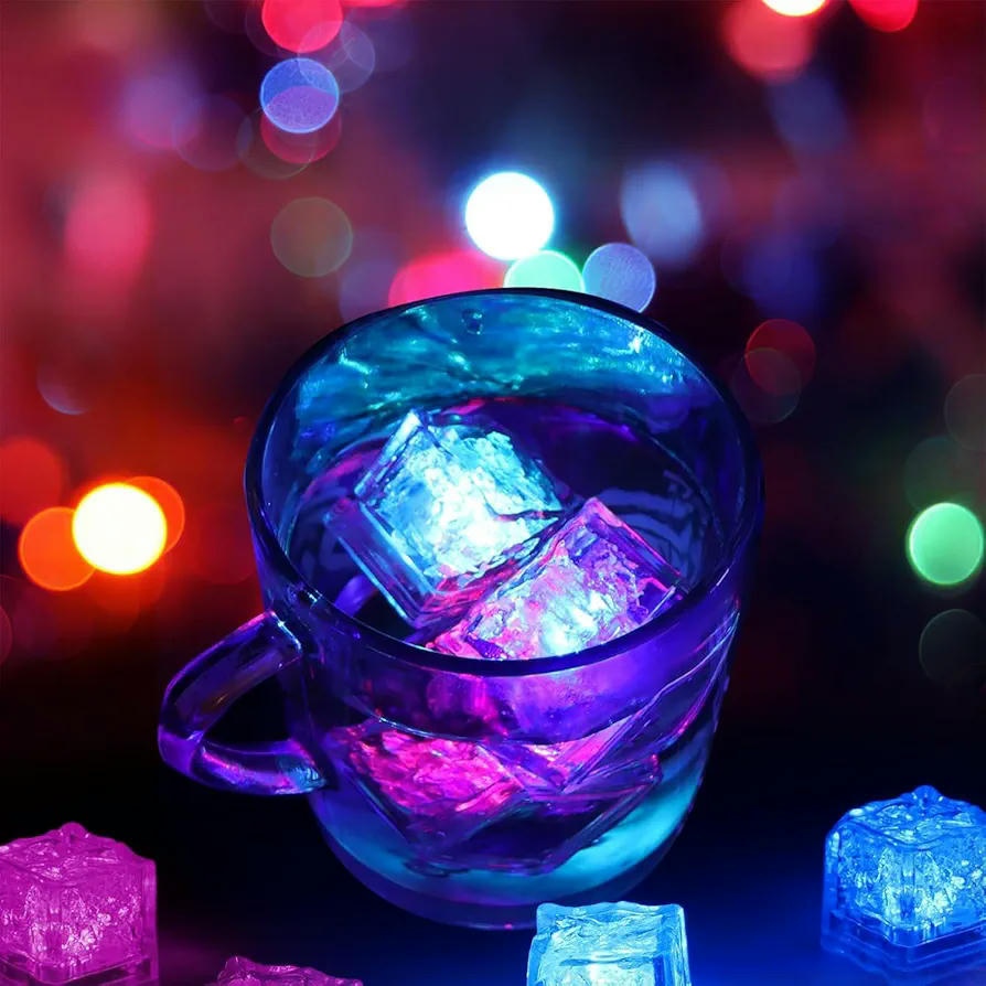 Luces LED para cubitos de hielo, 24 piezas, lámpara multicolor con sensor de líquido, iluminación para decoración de fiestas y eventos
