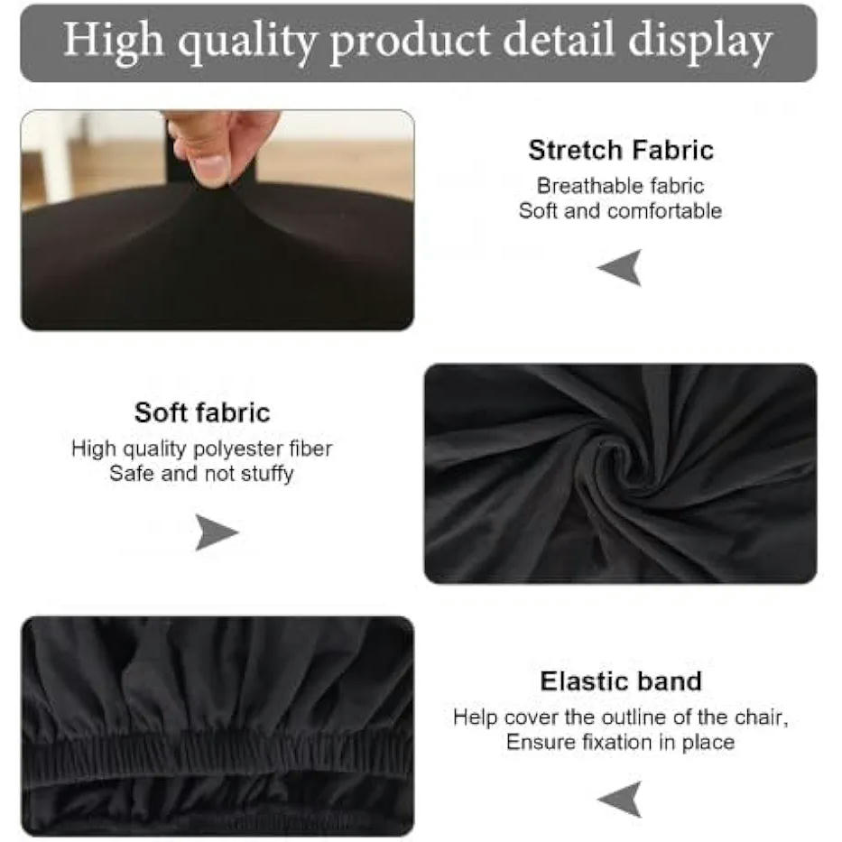 Funda protectora para silla, funda elástica negra, material suave y transpirable, fácil de instalar y lavar, apta para sillas de oficina y sillones giratorios, talla M (Negro)
