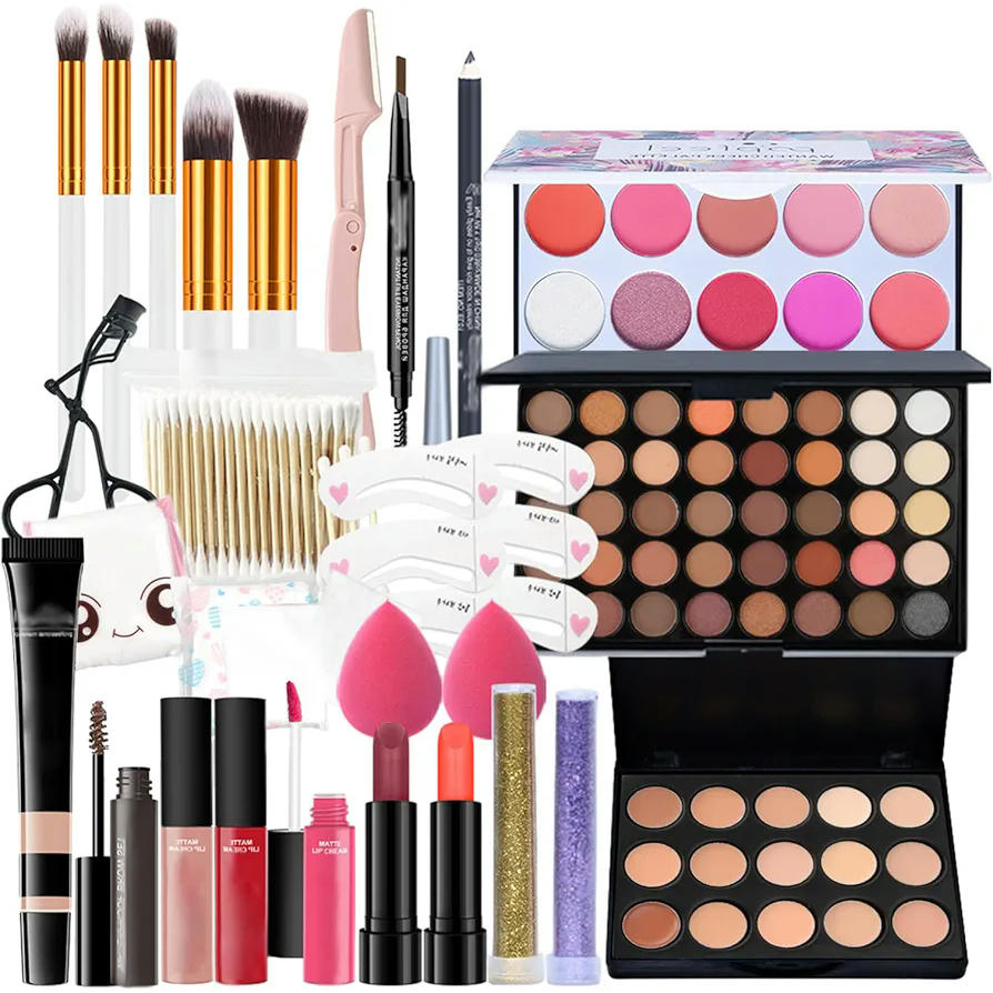 Kit de Maquillaje Profesional BeautyPro, 28 Piezas de Cosméticos, Sombra de Ojos, Lápiz Labial, Brillo de Labios, Corrector, Colorete, Regalo Ideal para Mujeres