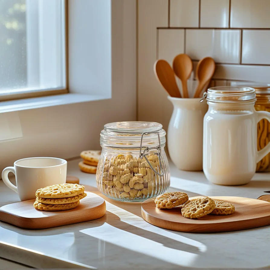 Juego de 6 Tarros de Cristal con Tapa Hermética de 500 ml para Almacenamiento de Alimentos (Transparentes)