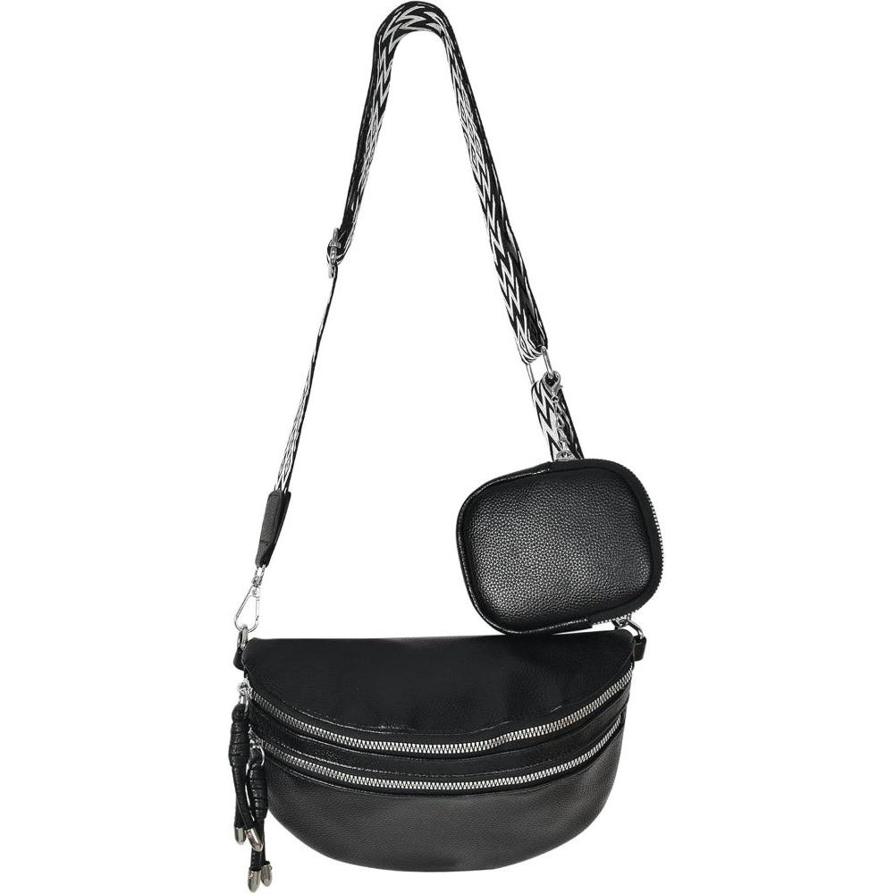 Bolso de Media Luna para Mujer, Bandolera de PU, Correa Ajustable, Casual y Ligero, Ideal para Viaje, Trabajo y Compras (Color Negro)