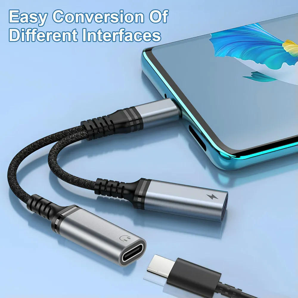Adaptador 2 en 1 USB C a Jack de 3,5 mm y Carga Rápida - Compatible con Dispositivos de Audio y Carga