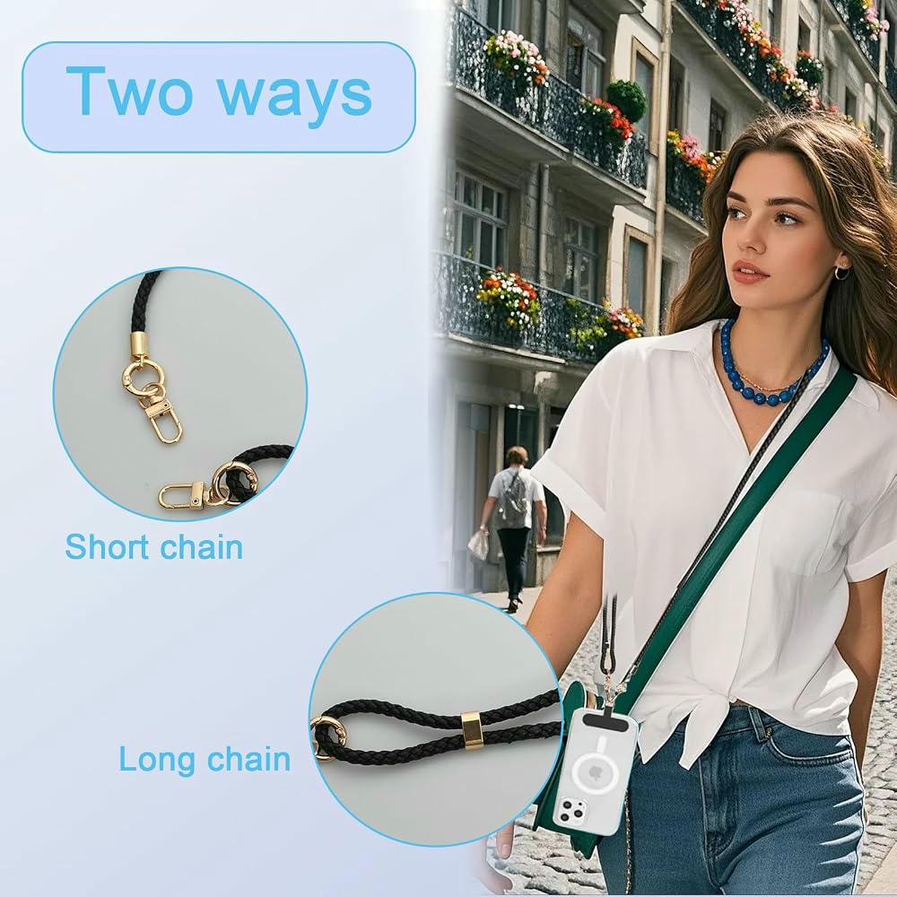 Cadena Ajustable para Teléfono Móvil y Llaves, Versátil y Práctica para Uso Diario y Actividades al Aire Libre (Negro)