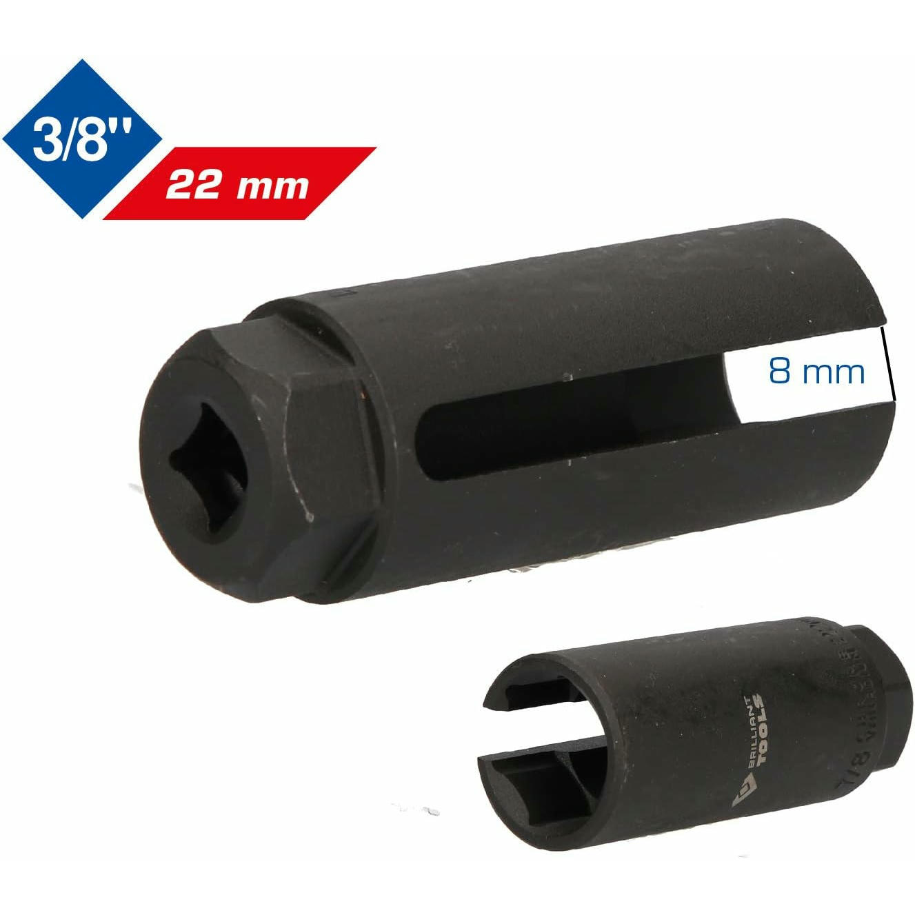 BRILLIANT TOOLS BT606002 Llave de vaso para sondas lambda, larga [Powered by KS TOOLS] - 22 mm