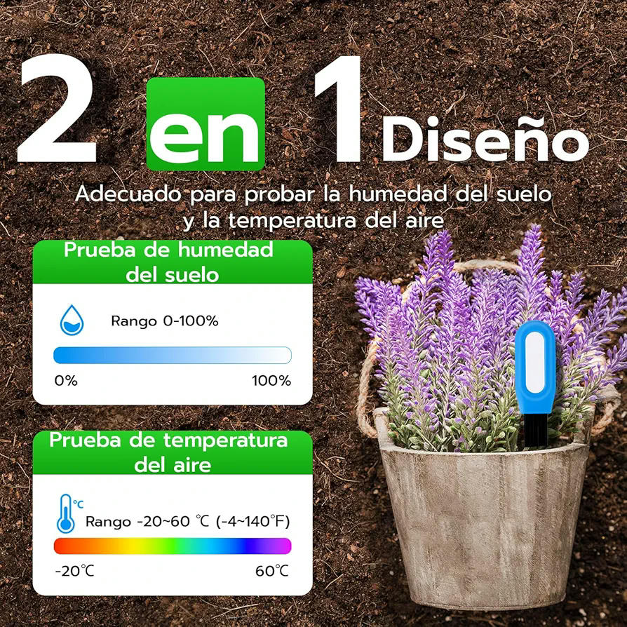 Sensor de Humedad del Suelo Zigbee, Medidor de Temperatura y Humedad para Plantas, Dispositivo Inteligente para Jardinería, control por APP (Color Azul)