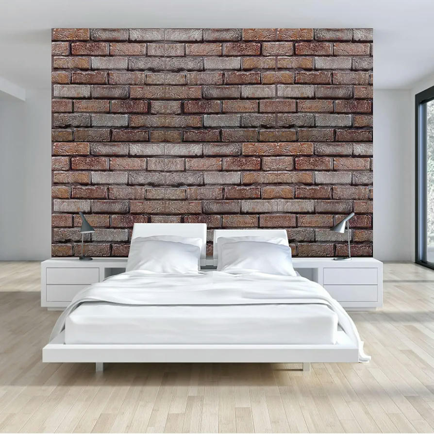 10 Paneles de Pared 3D Autoadhesivos, Papel Pintado Impermeable para Decoración de Interiores con aspecto de ladrillos (30 x 30 CM)