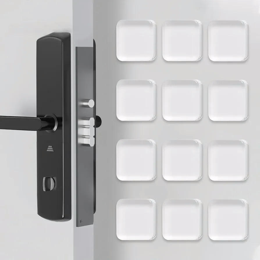 12 Piezas Topes De Puerta Transparentes Autoadhesivos Cuadrados de Silicona
