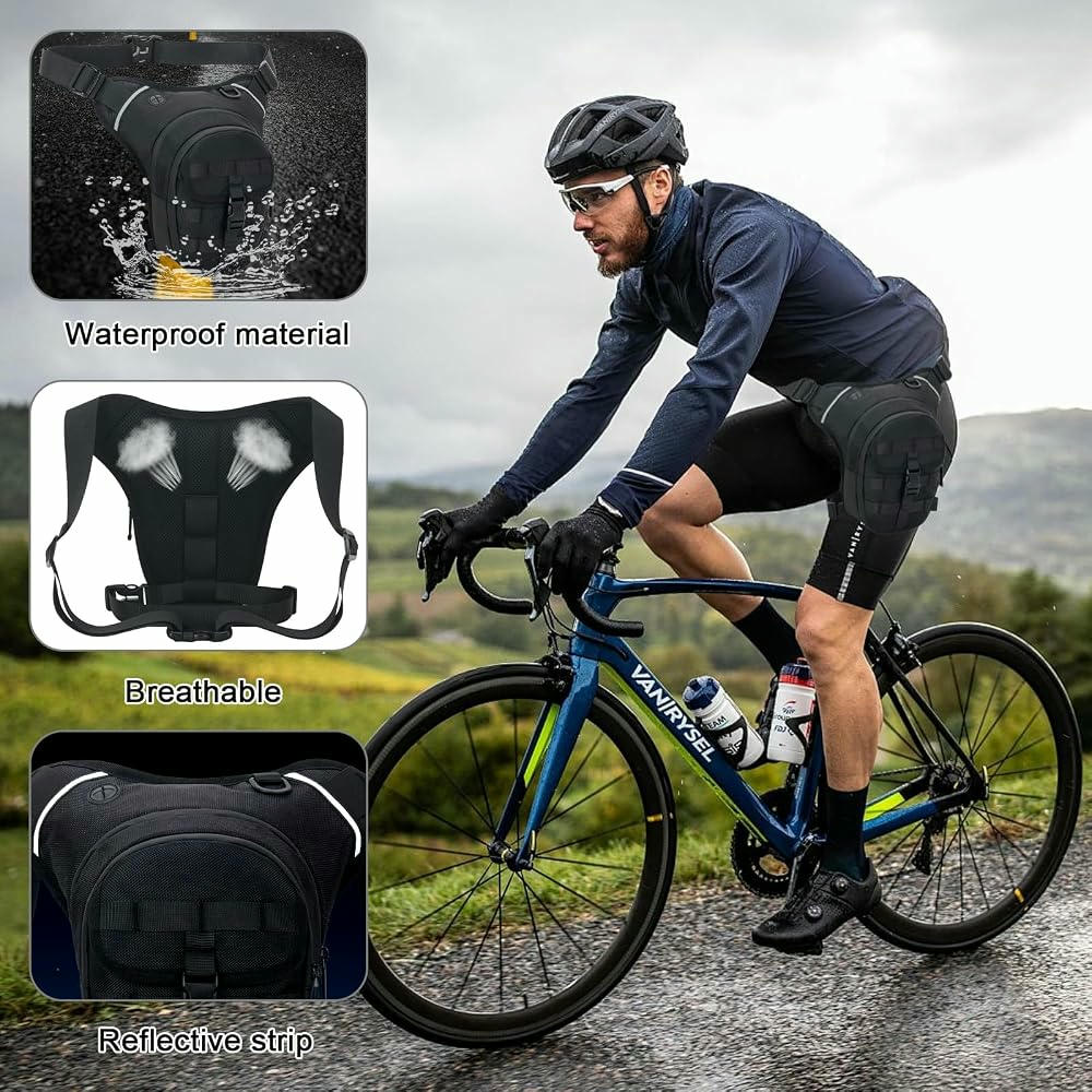 Bolsa de Pierna Táctica para Actividades Deportivas - Unisex, Reflectante y Práctica para Correr, Montar a Caballo y Más (Negro)