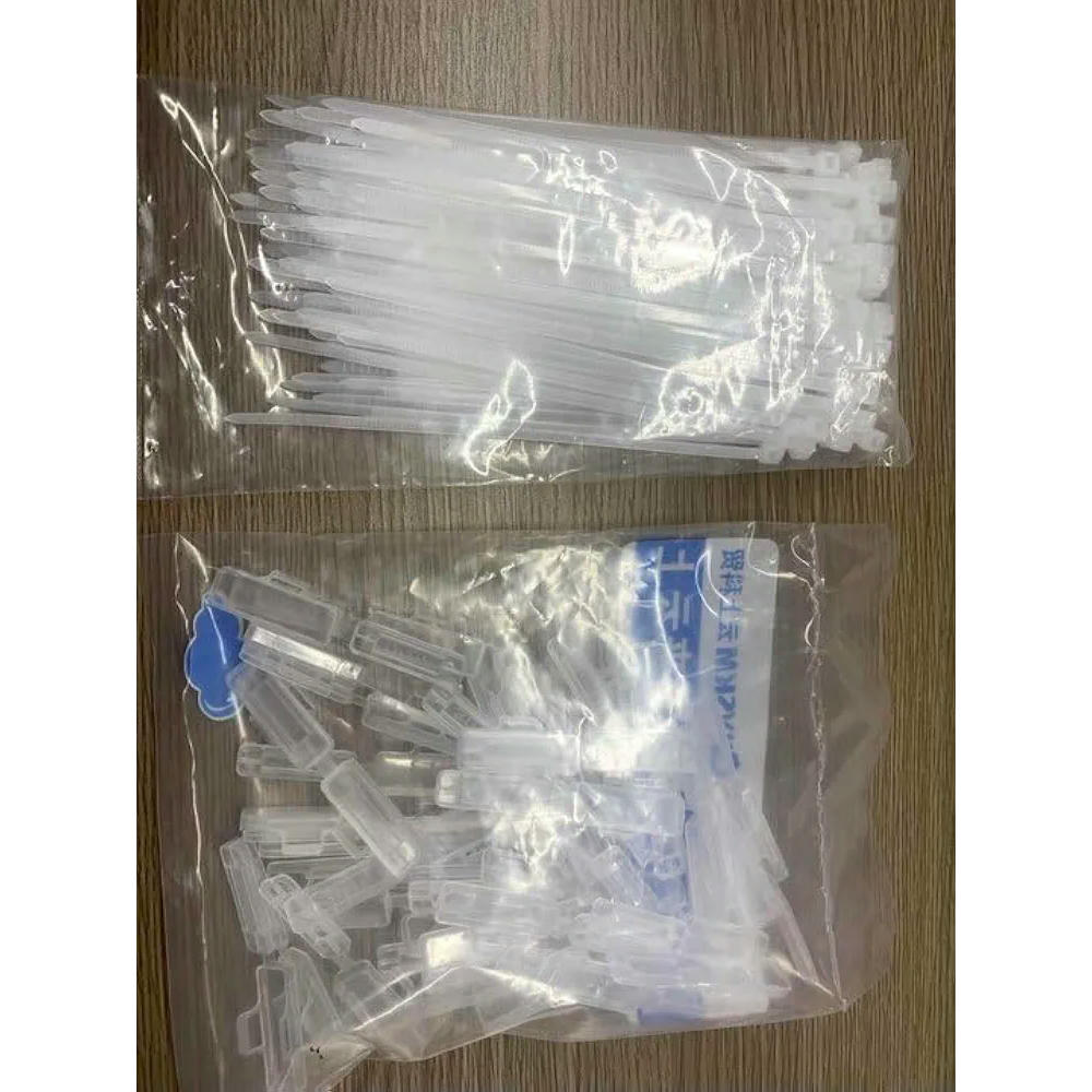 Kit de Etiquetas para Cables con Bridas Reutilizables - 50 Etiquetas Impermeables, Blanco, Nylon