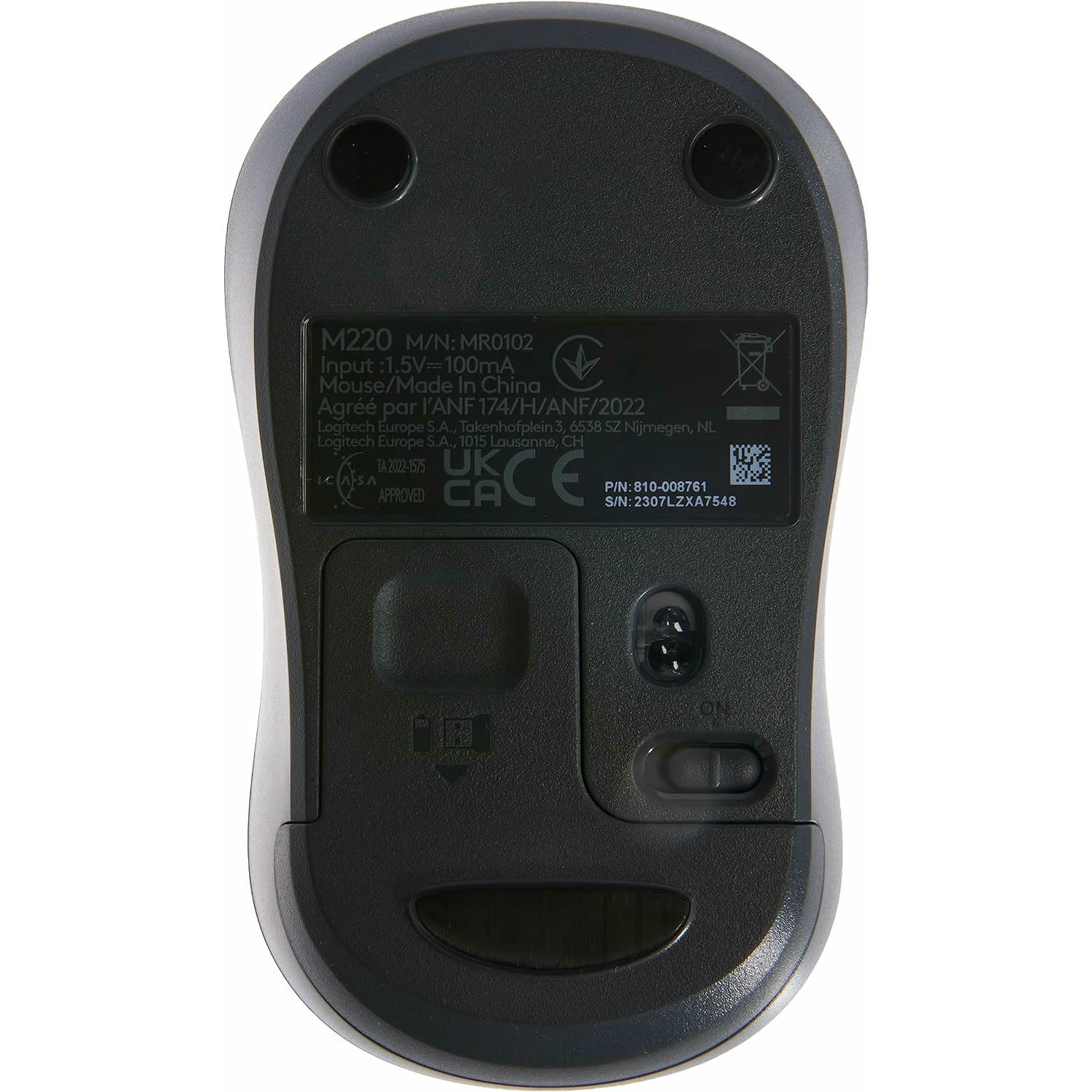 Logitech M220 SILENT Ratón Inalámbrico, 2.4 GHz, Receptor USB, Seguimiento Óptico con Resolución de 1000 dpi, Batería de 18 Meses, Ambidiestro, Compatible con PC, Mac, Portátil - Gris