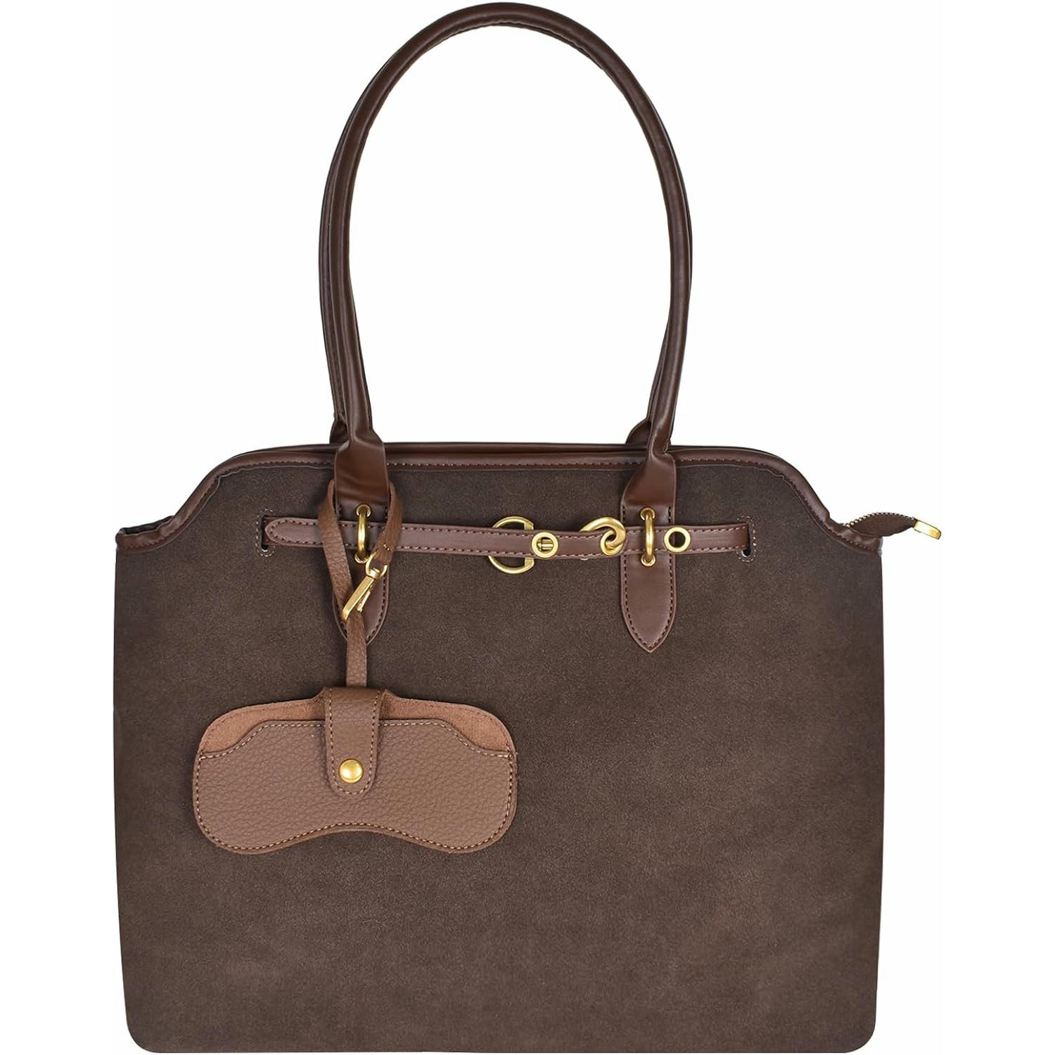 Bolso Tote Grande de Mujer Brawn, Cuero PU, Bolsa Bandolera Casual, Gran Capacidad con Cremallera, Ideal para Compras y Viajes de Trabajo, Escuela, 40 x 30 x 14 cm, color marrón