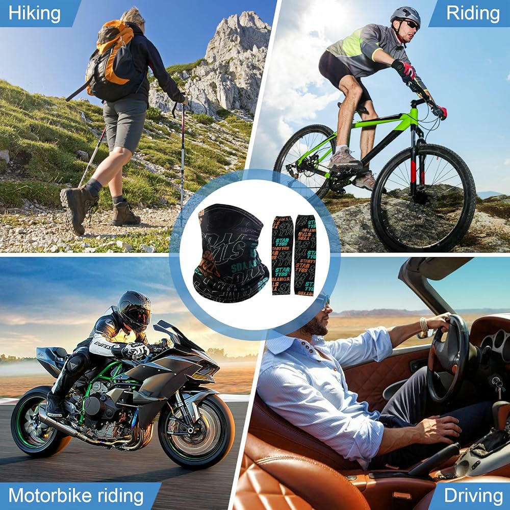 Braga para el Cuello y Mangas para Brazos de Marca, Modelo Deportivo Multifuncional, Transpirables y Protección UV, Ideal para Actividades al Aire Libre como Montar a Caballo, Motociclismo, Senderismo, Pesca y Yoga