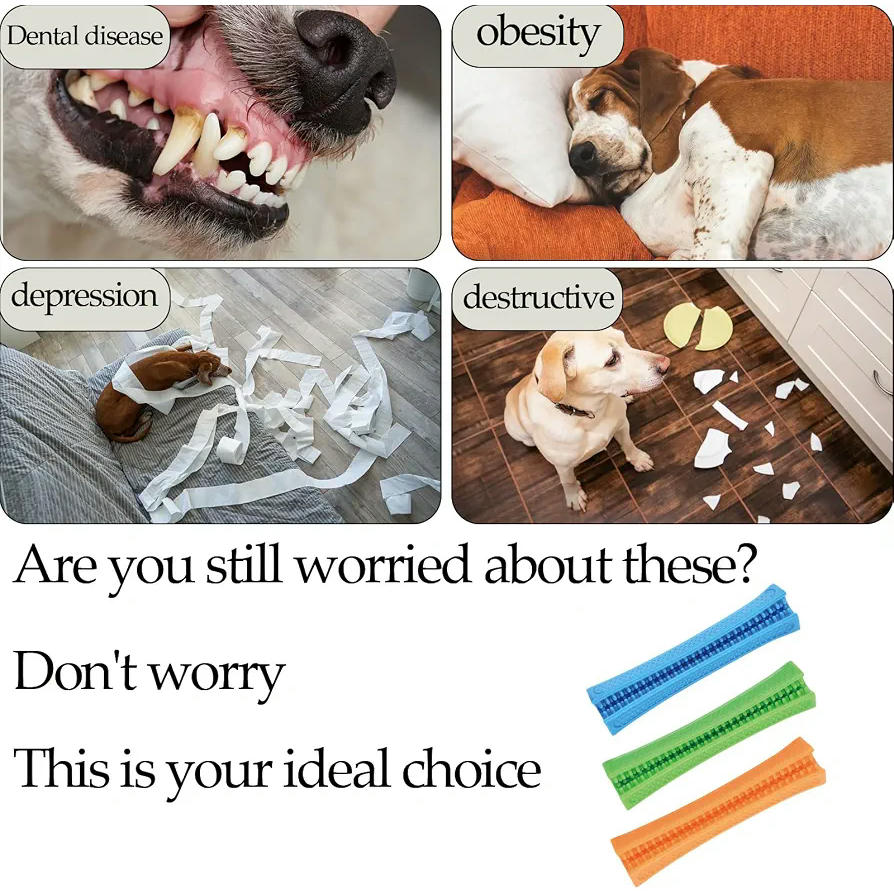 Juego de 3 Juguetes para Perros Masticables Interactivos en Tres Colores, para morder (Multicolor)